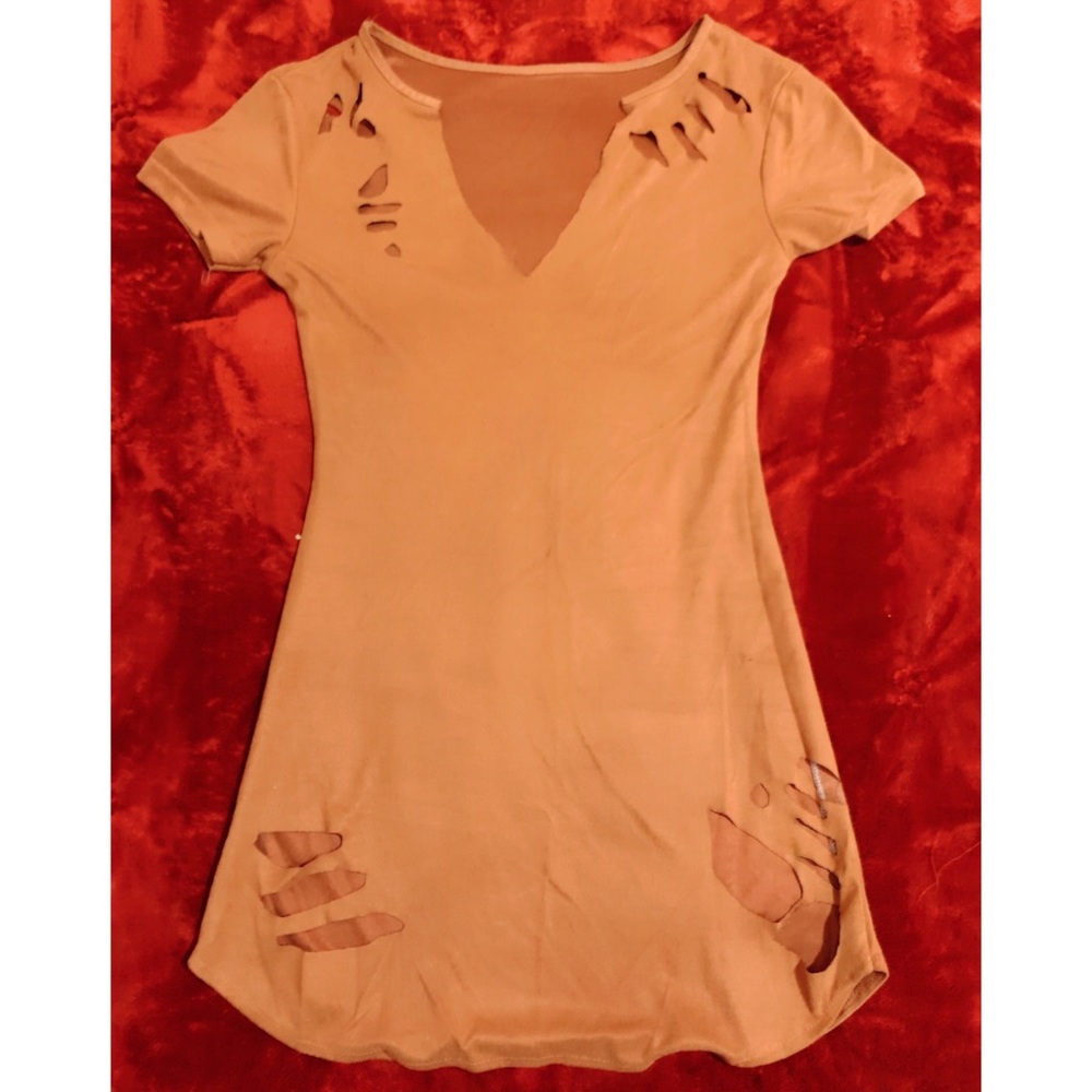 Orange suede mini dress